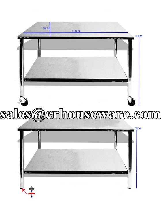 โต๊ะสเตนเลส 2 ชั้น รหัส 075-JK2072T,Stainless_Table_2_Tiers