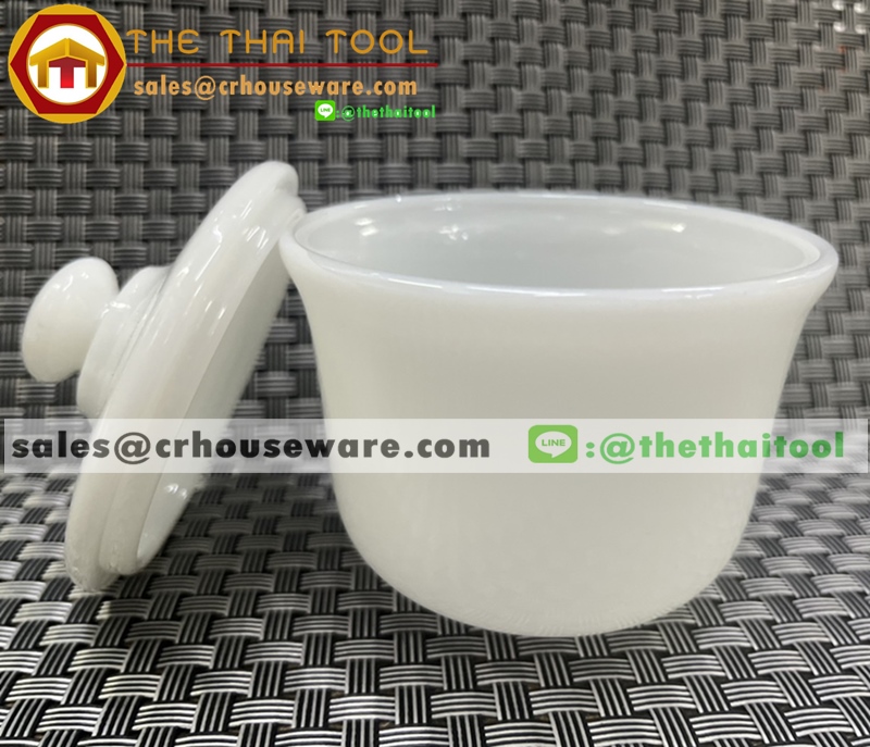 โถน้ำตาลเนื้อมุกพร้อมฝา ลายมุก (ไม่เขียนขอบทอง)