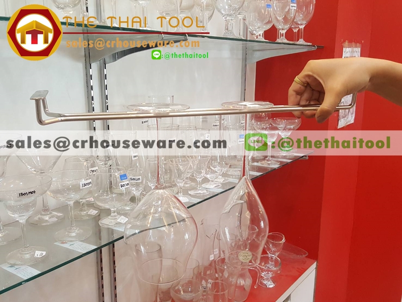 ราวเดี่ยวแขวนแก้ว 16 นิ้ว 013-JPGHR-16 Glass hanger ,glass ကိုကြိုးကွင်း,玻璃衣架,Kính treo,កញ្ចក់ hanger