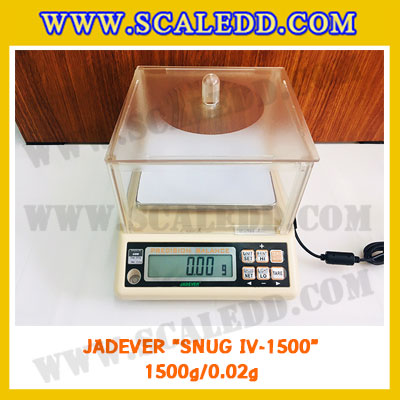 เครื่องชั่งดิจิตอลทศนิยม 2 ตำแหน่ง 1500g x 0.02g เครื่องชั่งน้ำหนักดิจิตอล1500กรัม เครื่องชั่งน้ำหนัก1500g เครื่องชั่งละเอียดสูง ตาชั่งละเอียดสูง1500กรัม พิกัดน้ำหนัก 1500g ความละเอียด0.02g ยี่ห้อ JADEVER รุ่น SNUG IV-1500