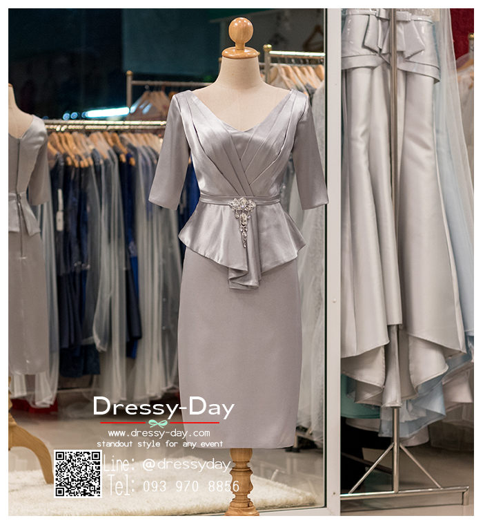 รหัส ชุดไปงานแต่ง :PFS056 ชุดราตรีสั้น สีเทา แขนยาว เรียบหรู ใส่ไปงานแต่งงาน ชุดออกงานกาล่าดินเนอร์ งานเลี้ยง ดูดีแบบเจ้าภาพ ใส่เป็นชุดงานเช้า ชุดไปงานแต่งงาน งานกาล่าดินเนอร์ งานเลี้ยง
