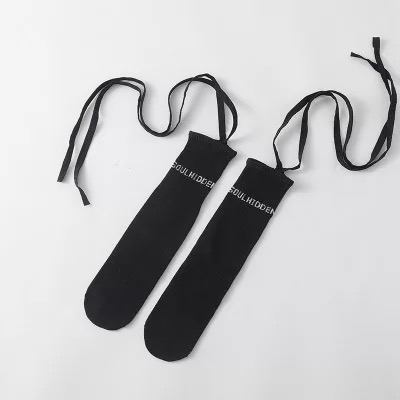 พร้อมส่ง ถุงเท้า เด็ก-ผู้ใหญ่ แบบยาว มีสายไขว้ ผูกข้อขา สีพื้น