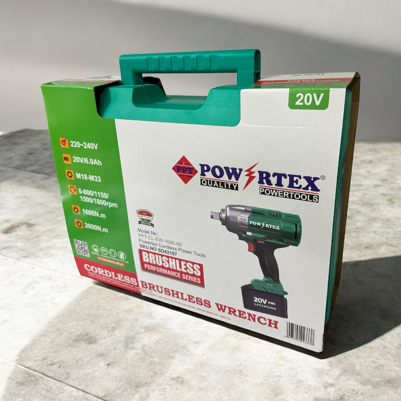 Powertex PPT-CL-EW-1600-60 บล็อกไร้สาย 20V. 3/4"(20 มม.) แรงบิด 1600 N.m. BL แบต 6.0Ah.x2 ก้อน (เทียบเคียง DTW1001)