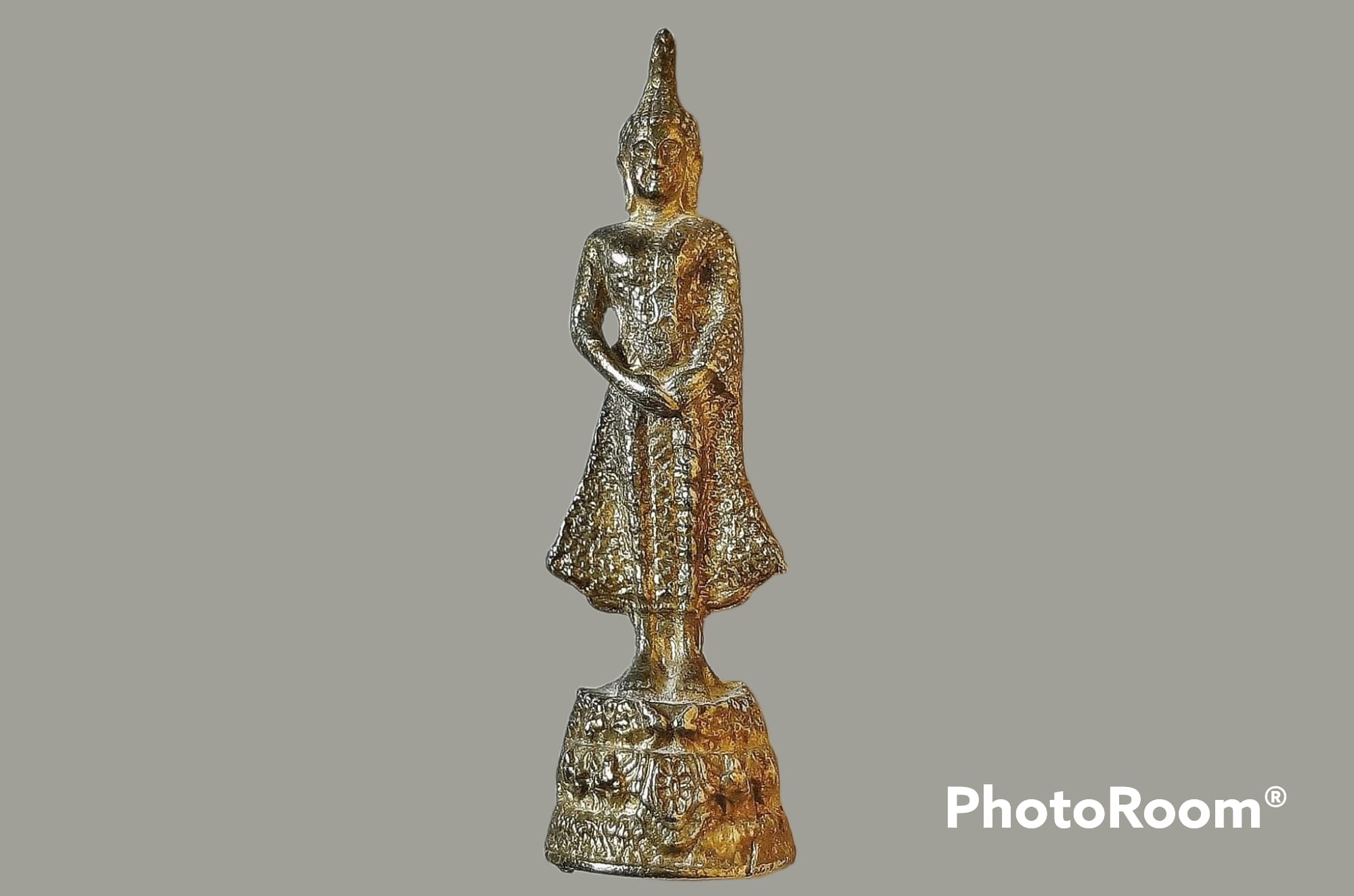 พระบูชา ยืน ปางถวายเนตร (วันอาทิตย์) ขนาดเล็ก แบบทำบุญ และ แก้บน ขนาดเล็ก 1.7 x 5.7 CM.