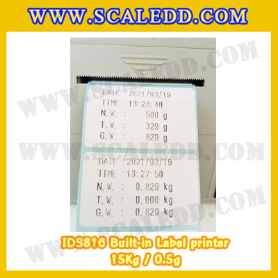 เครื่องชั่งน้ำหนักดิจิตอล พิกัดน้ำหนัก 15kg ยี่ห้อ SDS รุ่น IDS816 ค่าละเอียด 0.5g Built-in Label printer