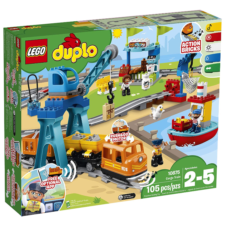 LEGO DUPLO Cargo Train 10875 Battery-Operated Building Blocks Set (105 Pieces)
