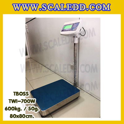 เครื่องชั่งน้ำหนัก600กิโลกรัม เครื่องชั่งน้ำหนัก600kg เครื่องชั่งดิจิตอล600kg เครื่องชั่งตั้งพื้น ตาชั่ง600kg ความละเอียด 50g ขนาดแท่นชั่ง80*80cm ยี่ห้อ TBOSS รุ่น TWI-700W (เครื่องชั่งผ่านตรวจรับรองจากสำนักชั่งตวงวัด)