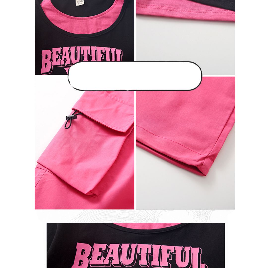 ***พร้อมส่ง**ชุดเต้น เสื้อแขนยาว+กางเกงคาร์โก้ สไตล์แบลคพิงค์