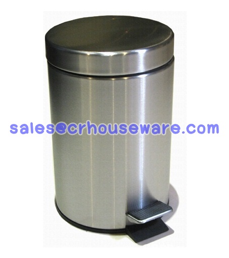 ถังขยะสแตนเลสแบบใช้เท้าเหยียบ 001-JVD-3MA Round Stainless Steel Trash Can. 001-JVD-3MA