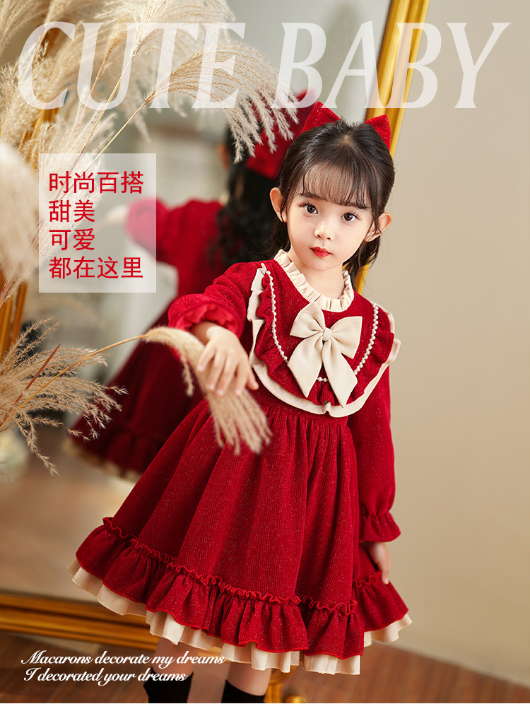 friendly4kid พร้อมส่ง ชุดคริสมาสต์ เดรสสไตล์คุณหนู โลลิต้า