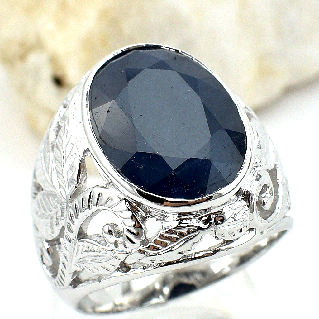 แหวนเงินแท้ราคาถูกชุบทองคำขาว ไพลินแท้ 16.50 กะรัต งานประณีตสวยงาม สั่งผลิตค่ะ