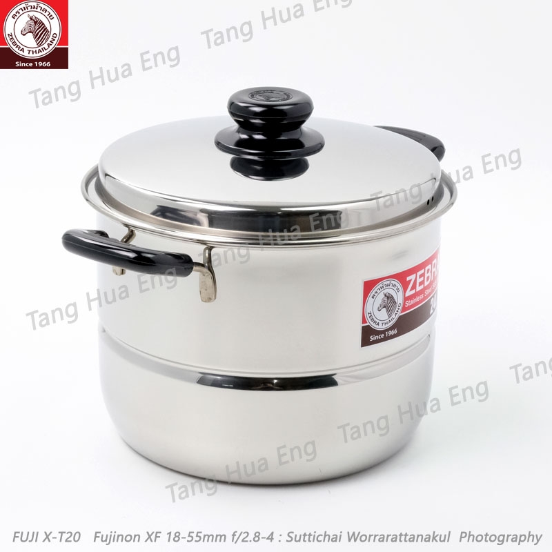 Zebra หม้อหุงต้มทรงสูง Wisdom Worthy 24 ซม. H พร้อมแผ่นชั้นนึ่ง ( ซึ้ง ) ตราหัวม้าลาย