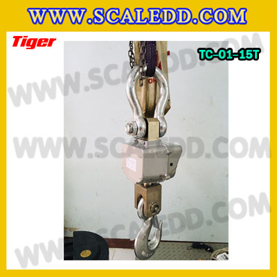 ตาชั่งแขวน15ตัน เครื่องชั่งแขวน15ตัน เครื่องชั่ง15ตัน เครื่องชั่งแขวนดิจิตอล15ตัน พิกัด 15ตัน ค่าละเอียด 5กิโลกรัม ตะขอหมุนได้360องศา เครื่องชั่งแขวนยี่ห้อ TIGER รุ่น TC-01