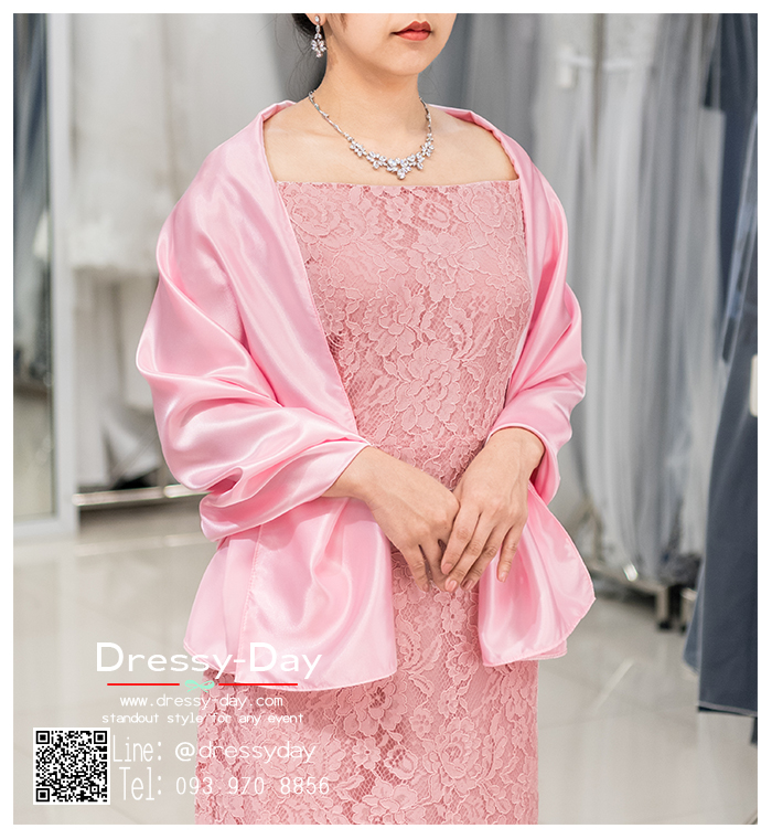 รหัส ชุดผ้าคลุมไหล่ : DD005 ผ้าคลุมไหล่ชุดราตรี ไปงานแต่ง ออกงาน สวย เรียบหรู ไฮโซมากค่ะ พร้อมส่ง สีชมพู