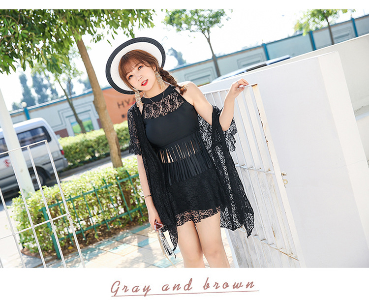 ชุดว่ายน้ำคนอ้วนเซต 3 ชิ้น ชุดทูพีช+เสื้อคลุมตัวนอก ไซส์ 5xl รอบอก44-48