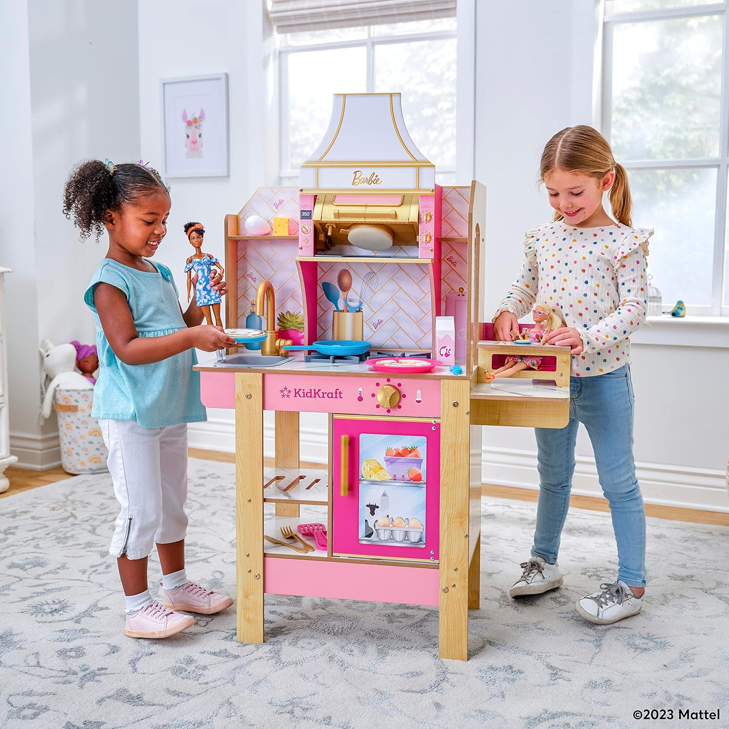 ชุดครัว KidKraft Cook with Barbie™ Wooden Play Kitchen with Lights, Sounds