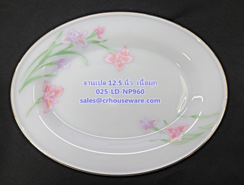 จานเปลเนื้อมุก 12.5 นิ้ว ลายโนเบิ้ลพิ้ง 025-LD-NP960 Noble Pink Dinner