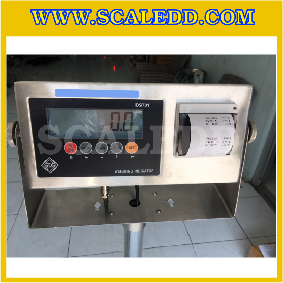 เครื่องชั่งพร้อมปริ้นเตอร์ในตัว ยี่ห้อ SDS รุ่น IDS701-PLCD-Thermal พิกัด 1000kg ค่าละเอียด 100g ขนาดแท่น 120x120cm.