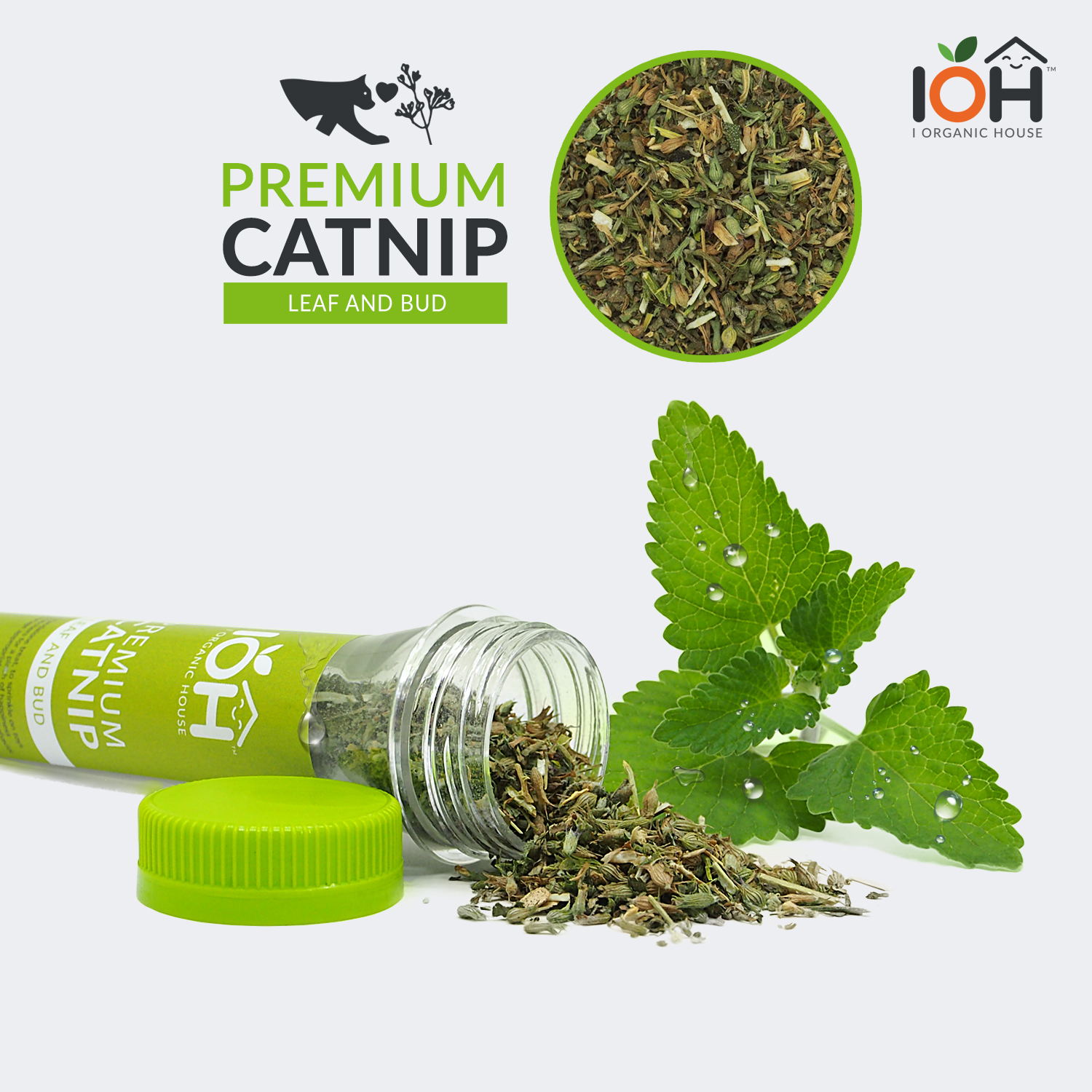 IOH PREMIUM CATNIP - LEAF AND BUD 100% Naturals แคทนิปผง สำหรับโรยของเล่นแมว