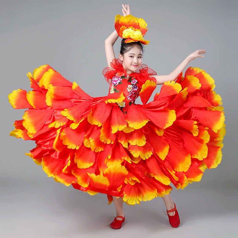 ชุดแฟนซี เดรสดอกไม้พร้อมดอกติดหัว**สินค้าเปิดจอง