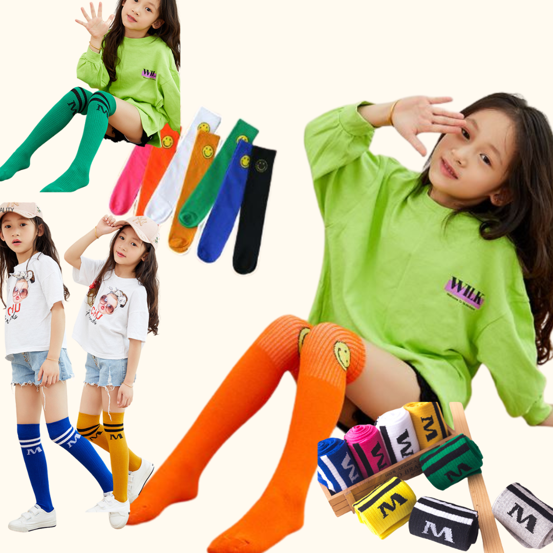 พร้อมส่ง ถุงเท้า แบบยาว ใส่เต้น การแสดง กันหนาว ลายอมยิ้ม/ลายตัว M