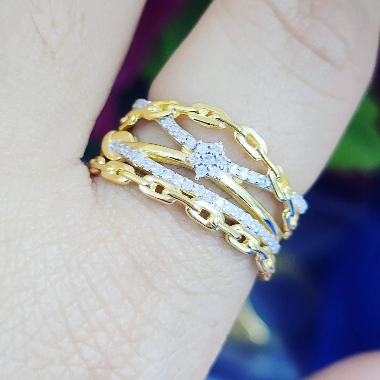 พร้อมส่งและสั่งผลิตแหวนเพชรแท้แบรนด์ดัง แหวนแต่งงาน แหวนหมั้น ใส่เที่ยว ออกงาน แหวนทองคำ 9K เพชรกุหลาบแท้ 0.15 กะรัต 45 เม็ด ราคาถูกมาก ส่งฟรี