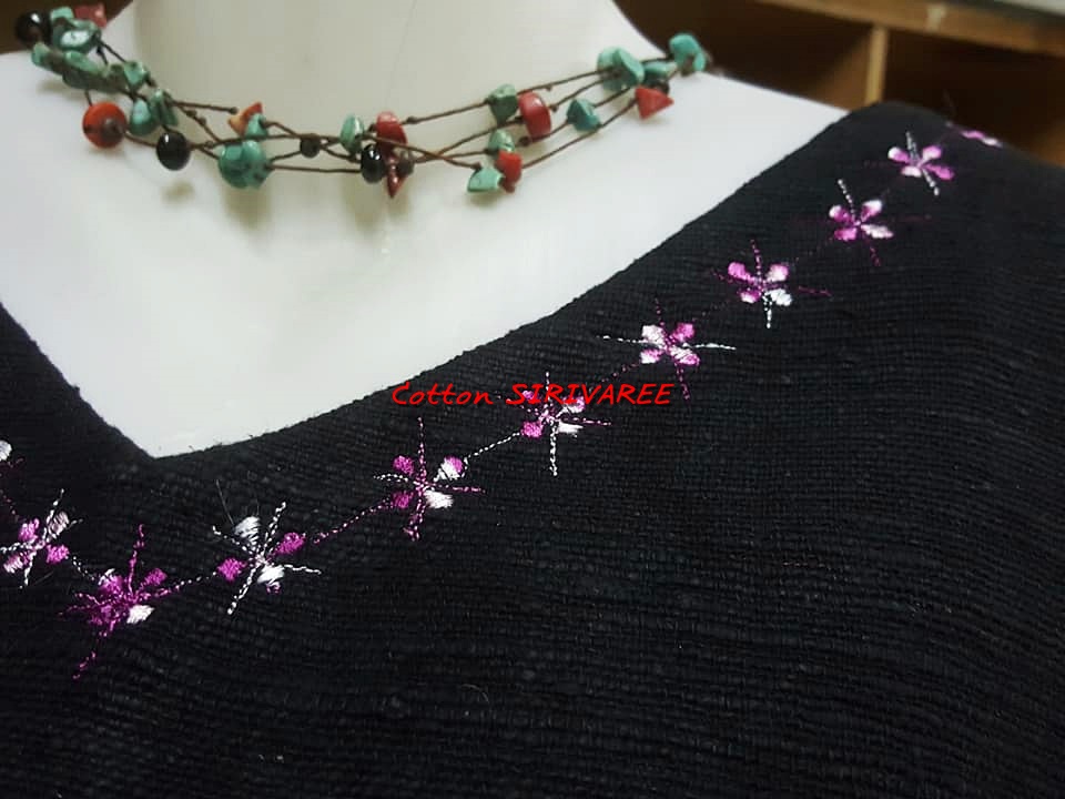 SIRIVAREE,SIVA Thai Cotton 100%, Polo shirt and hand embroidery By Cotton SIRIVAREE Top Thai Brand White, black ,blue ,the sugar L,XL