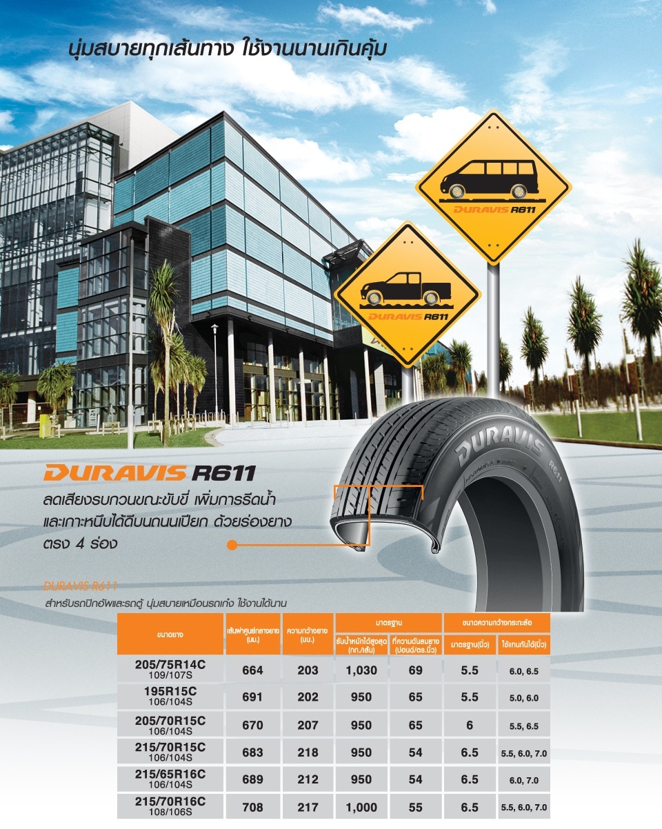 215/70 R15 รุ่นDURAVIS R611ยี่ห้อBRIDGESTONE