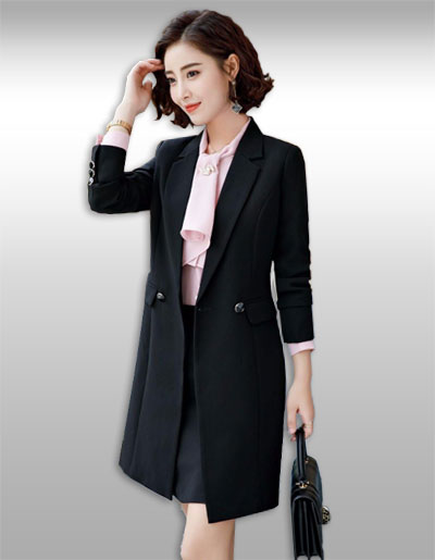 เสื้อสูทผู้หญิงสีดำตัวยาวสไตล์เกาหลี มี 6 ไซส รหัส2251