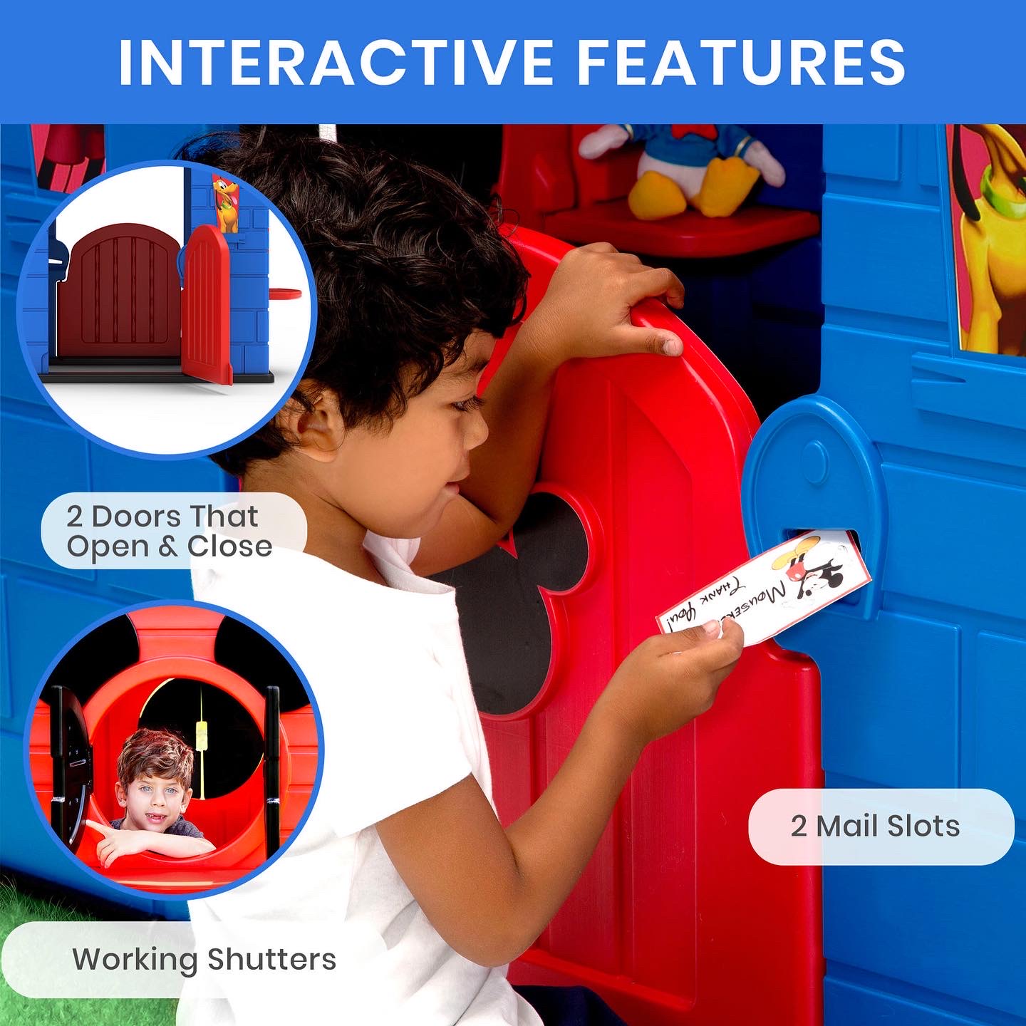 บ้าน Disney Mickey Mouse Plastic Indoor,Outdoor Playhouse with Easy Assembly