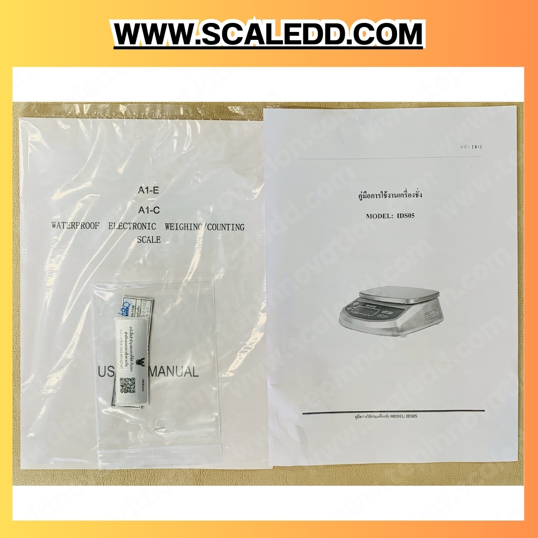 เครื่องชั่งกันน้ำแบบตั้งโต๊ะ ยี่ห้อ SDS รุ่น IDS05E พิกัด 600g - 6000g