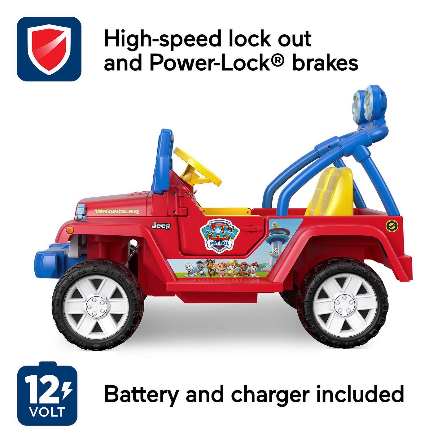 รถแบตเตอรี่ Power Wheels Paw Patrol Jeep Wrangler Ride-On Vehicle