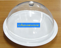 ฝาครอบอะคริลิคทรงกลม +พร้อมจานเมลามีนสีครีมขาว 005-JS-CPC12-SET2 The cover the acrylic sphere. + And melamine dish, creamy white.