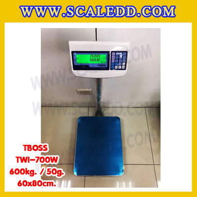 เครื่องชั่งน้ำหนัก600กิโลกรัม เครื่องชั่งน้ำหนัก600kg เครื่องชั่งดิจิตอล600kg เครื่องชั่งตั้งพื้น ตาชั่ง600kg ความละเอียด 50g ขนาดแท่นชั่ง60*80cm ยี่ห้อ TBOSS รุ่น TWI-700W (เครื่องชั่งผ่านตรวจรับรองจากสำนักชั่งตวงวัด)