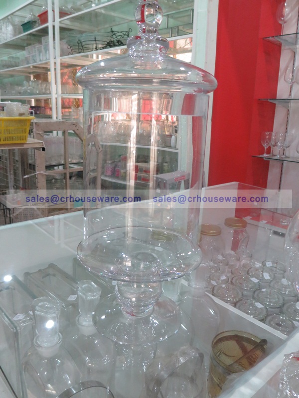 โหลแก้วพร้อมฝา แฮนด์เมด เนื้อใส ความสูง 39 ซม. JJG-C14/42
