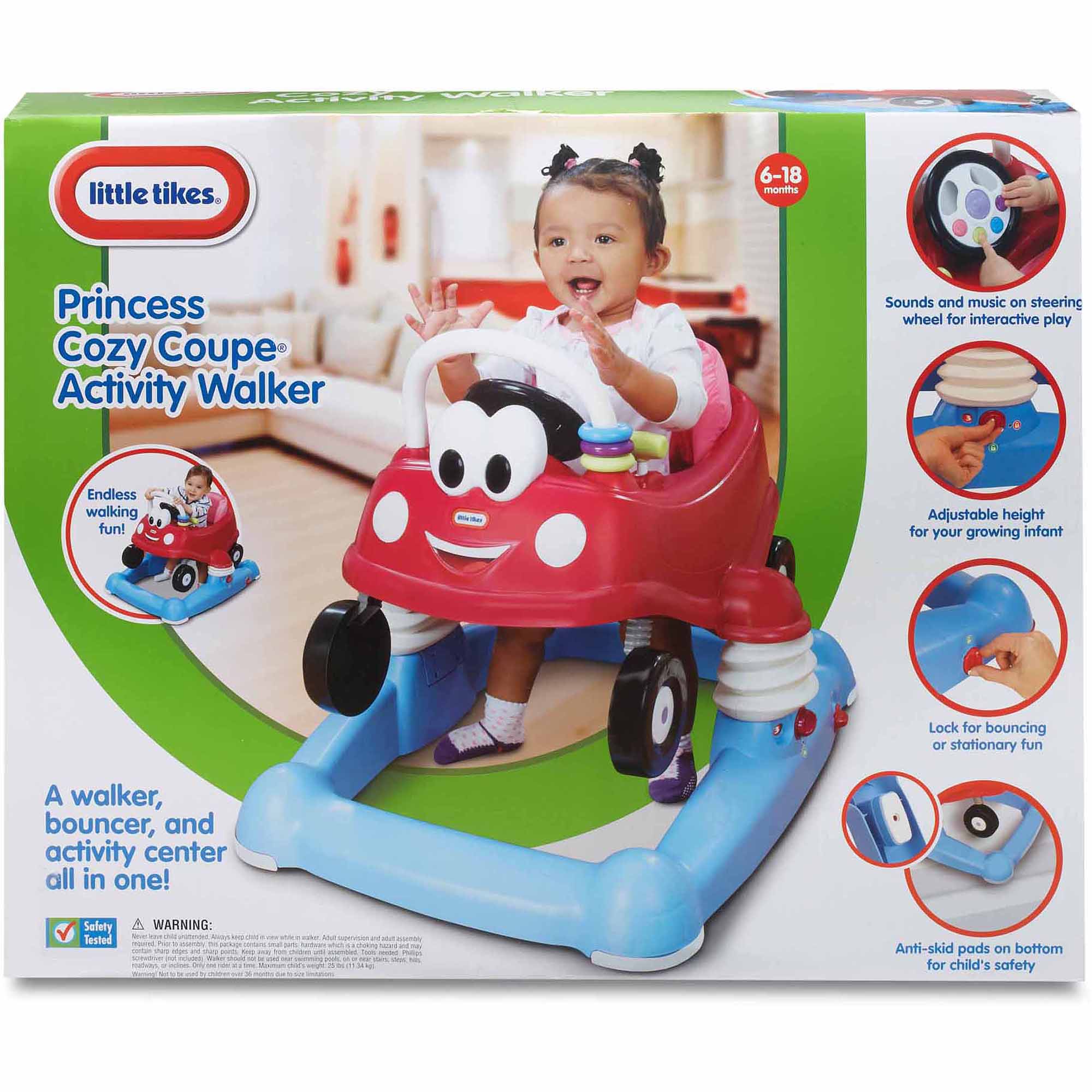 รถหัดเดิน Little Tikes Princess Cozy Coupe 3-in-1 Mobile Entertainer, Pink