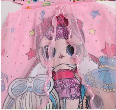 พร้อมส่ง ชุดเดรส เดรสเด็ก ลายการ์ตูน LOL ผ่าหน้า