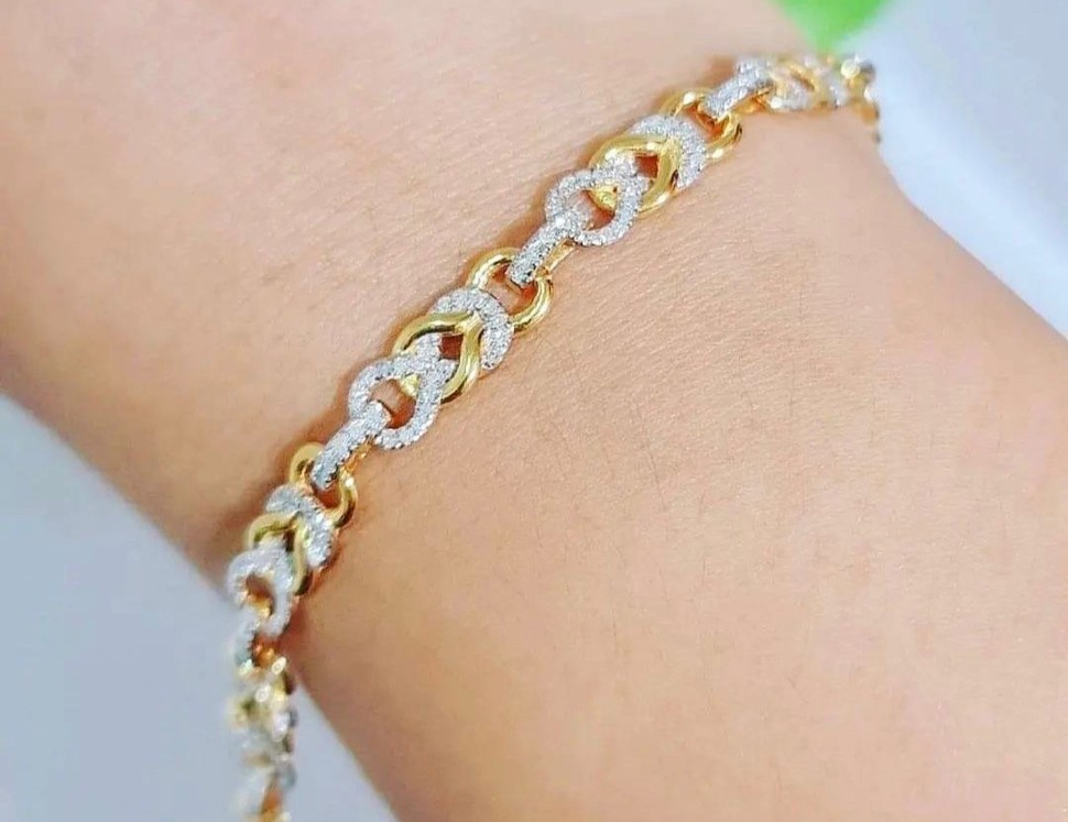 พร้อมส่งและสั่งผลิตสร้อยข้อมือทองเพชรแท้ แต่งงาน หมั้น ใส่เที่ยว ออกงาน ทองคำ 9K เพชรแท้ 0.85 กะรัต 229 เม็ด ราคาถูกมาก ส่งฟรี