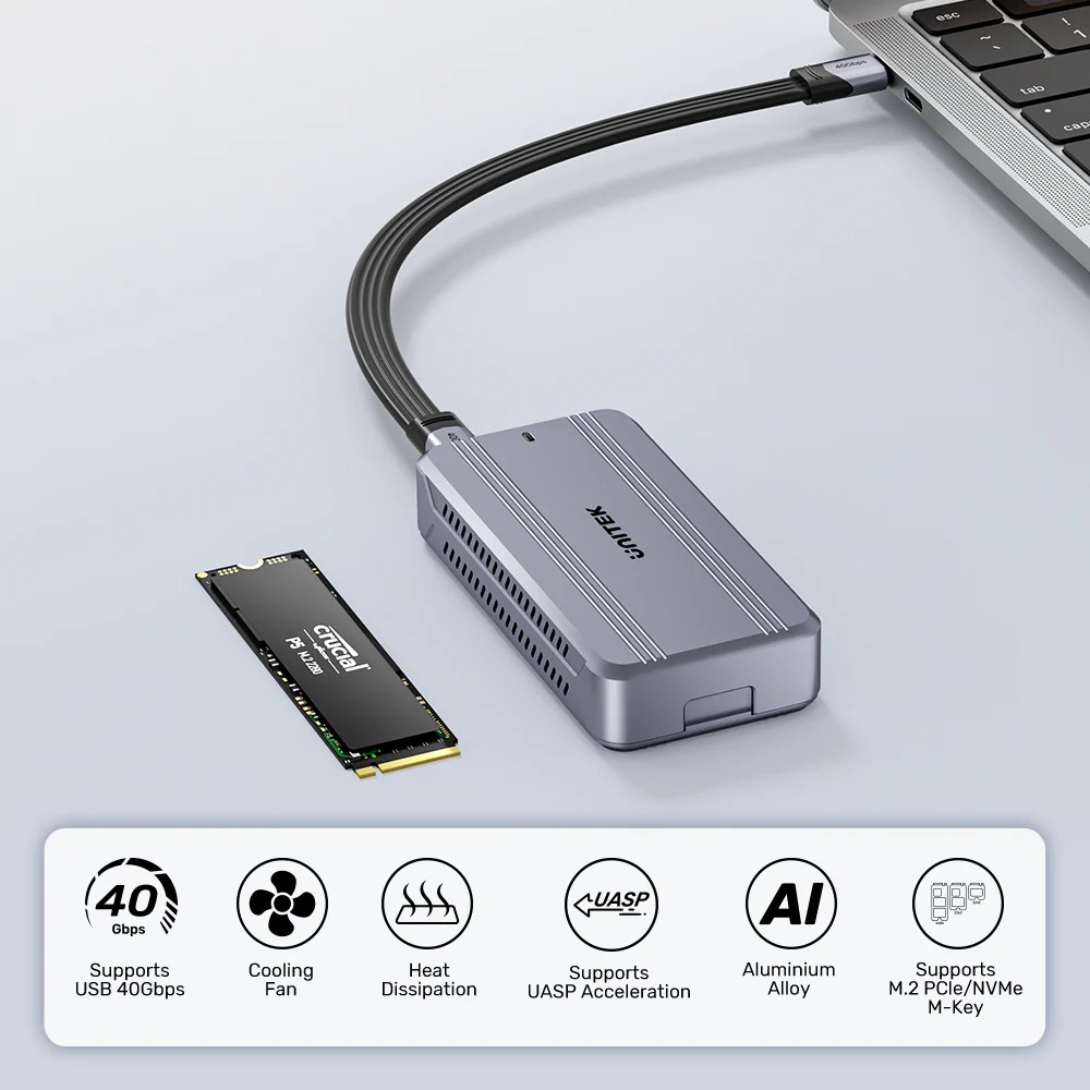 Enclosure M.2 NVMe USB4 40Gbps SolidForce Reefer TurboCool