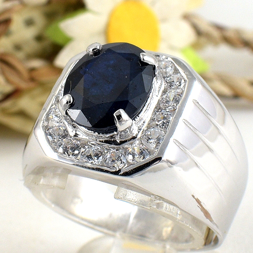 แหวนเงินแท้ราคาถูกชุบทองคำขาว ไพลินแท้ 3.08 กะรัต เพชรCZ 0.64 กะรัต งานประณีตสวยงาม สั่งผลิตค่ะ