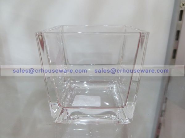 SQUARE 6*6*6 cm. - แจกันแก้ว แฮนด์เมด ทรงเหลี่ยม เนื้อใส ขนาด 6 ซม. JJG-SQ6
