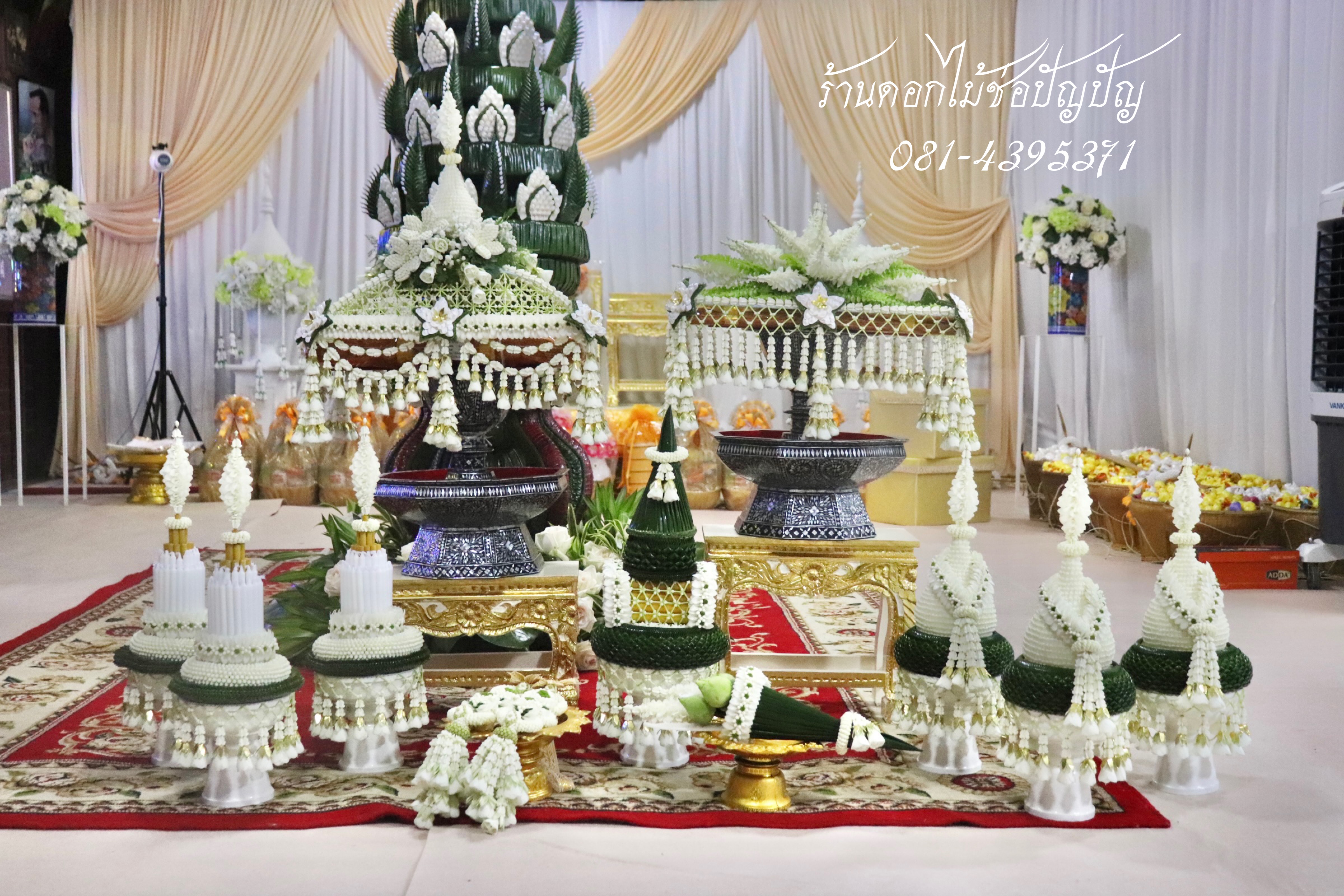 เครื่องบวชดอกไม้สด โทนสีขาว ชุดE2