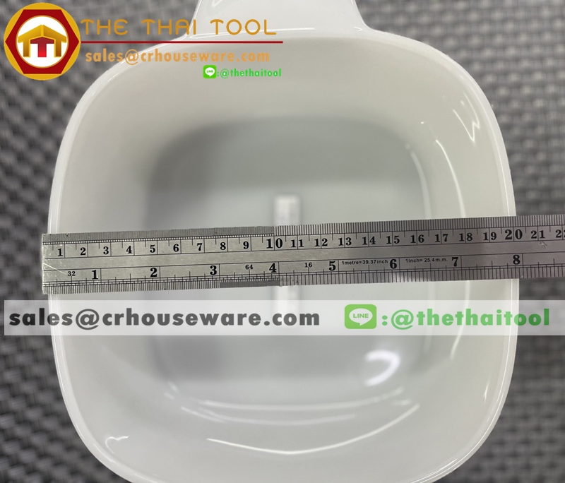 โถข้าวเหลี่ยมพร้อมฝา เนื้อมุก ขนาด 8 นิ้ว ลายมุก (ไม่เขียนขอบทอง)