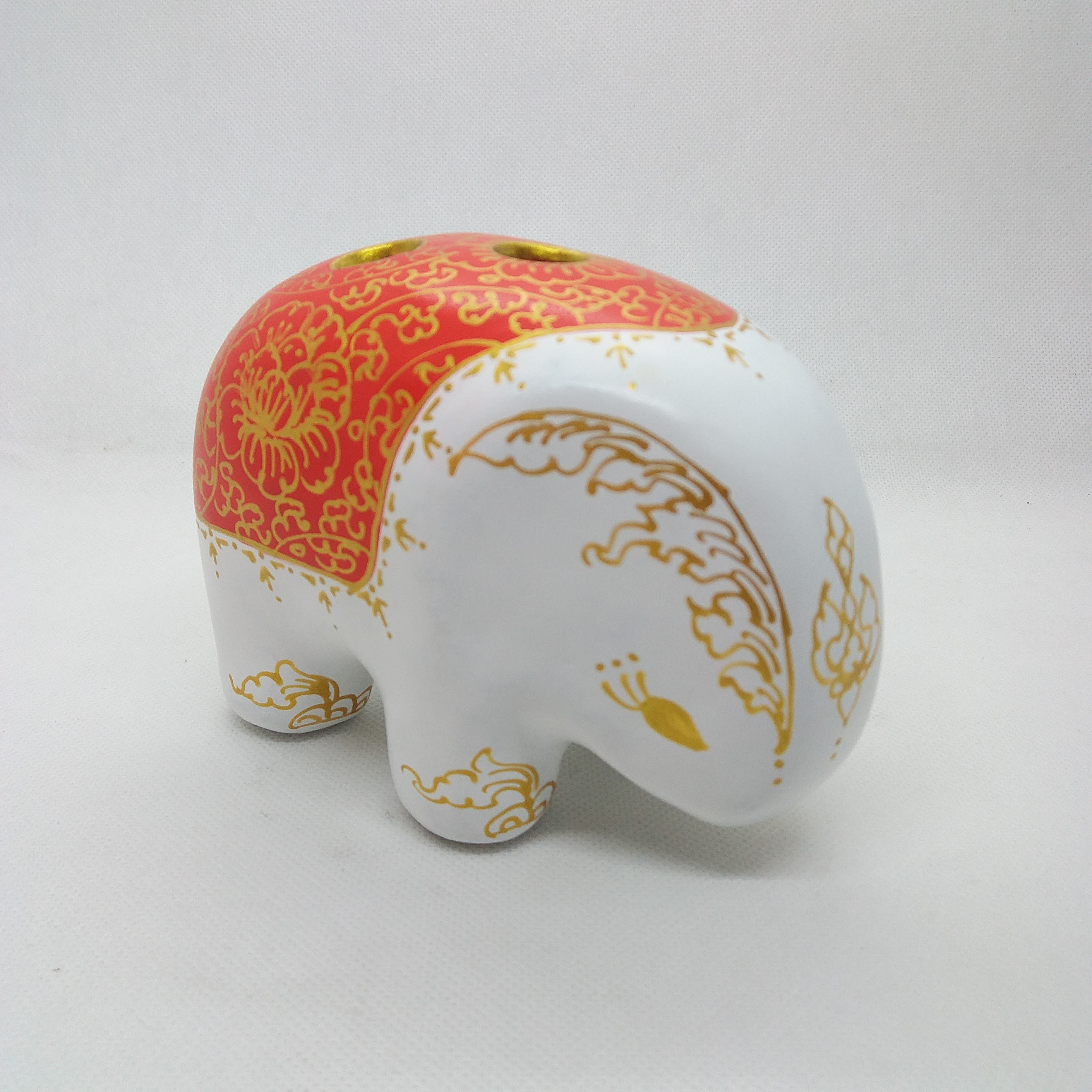 ช้างเสียบดินสอปากกา Size S ขาวแดง