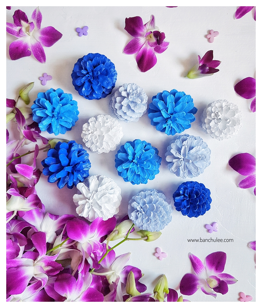 Painted Pine Cone ลูกสนธรรมชาติ ทาสีอะครีลิคสำหรับงานไม้