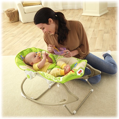 เก้าอี้โยกสามารถสั่นได้อัตโนมัติ Fisher-Price Infant-to-Toddler Rocker - Rainforest Friends