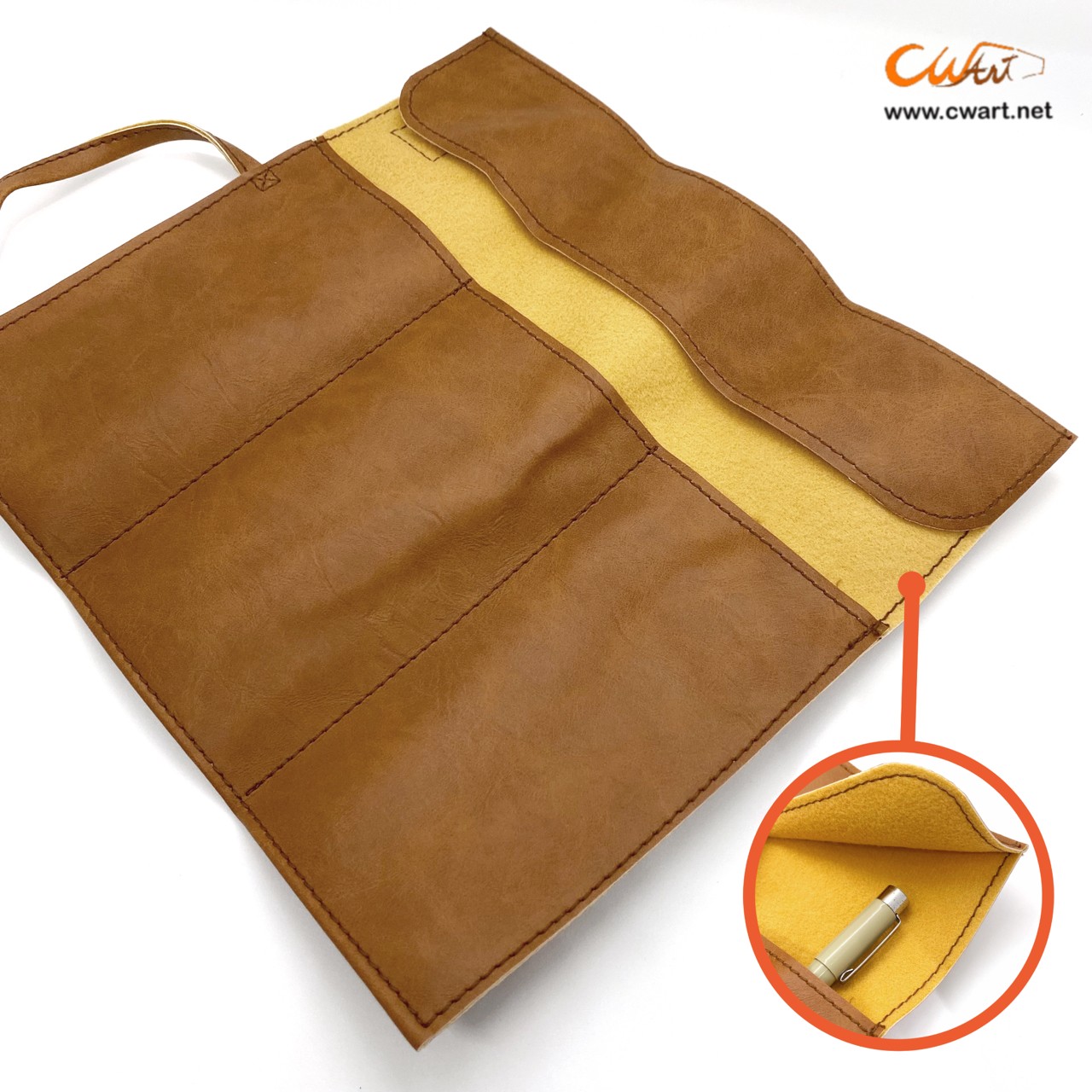 กระเป๋าหนังใส่พู่กันด้ามสั้น e-file