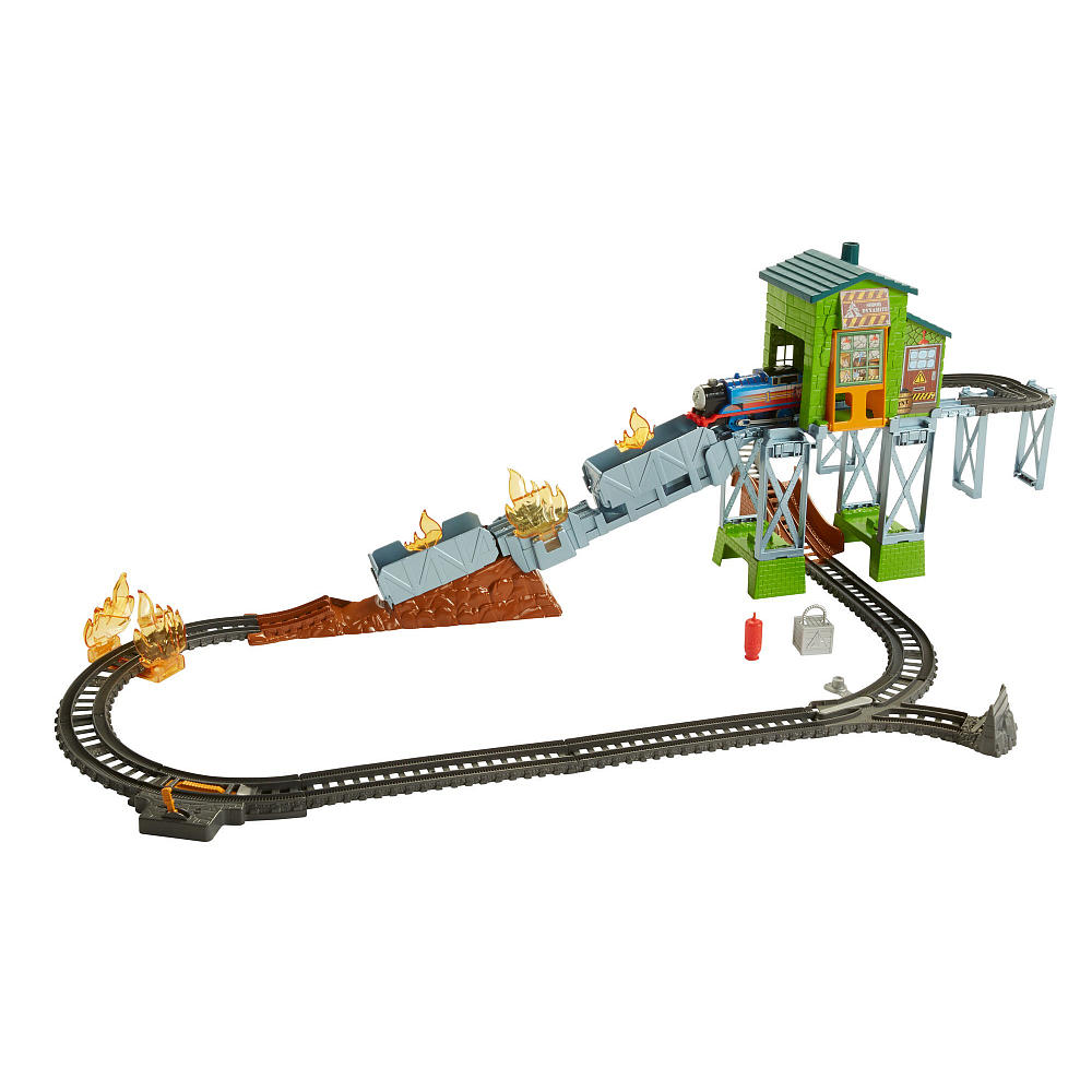 รถไฟวิ่งได้อัตโนมัติแบบมีไอน้ำจริง Thomas & Friends TrackMaster Fiery Rescue Set