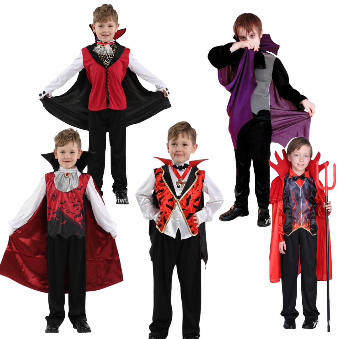 พร้อมส่ง ชุดเด็ก ฮาโลวีน Vampire แดร๊กคูล่าพร้อมผ้าคลุม