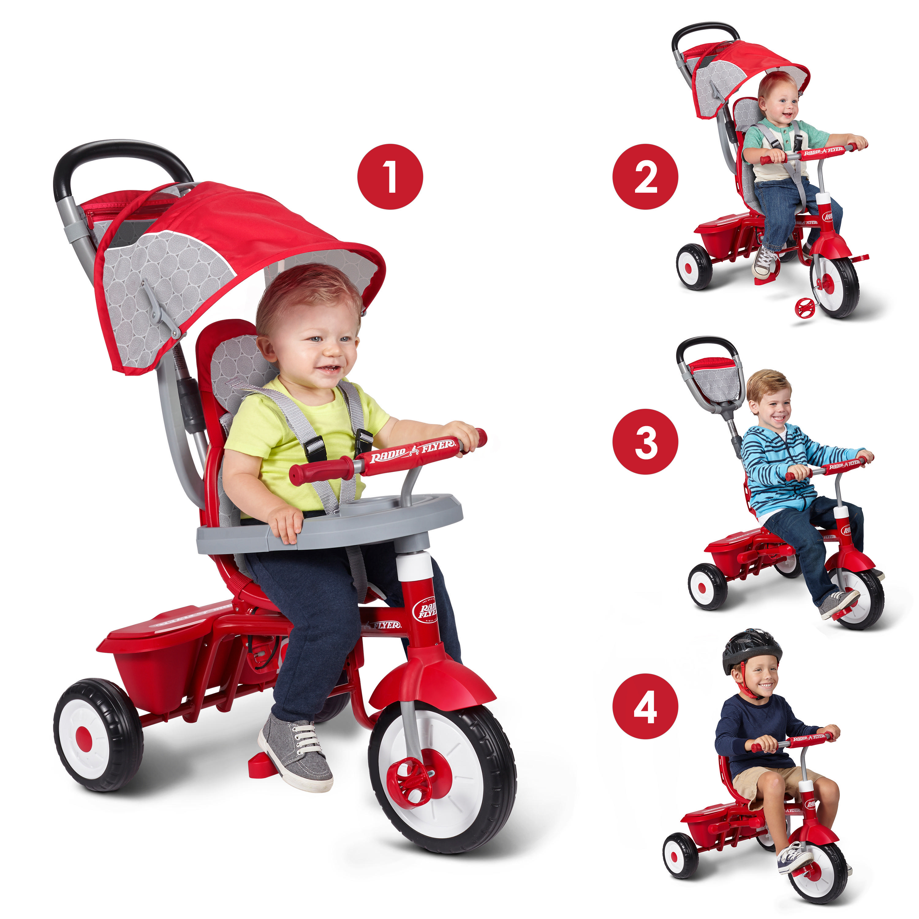จักรยานพับได้ Radio Flyer EZ Fold Stroll 'N Trike Ride On Deluxe, Red